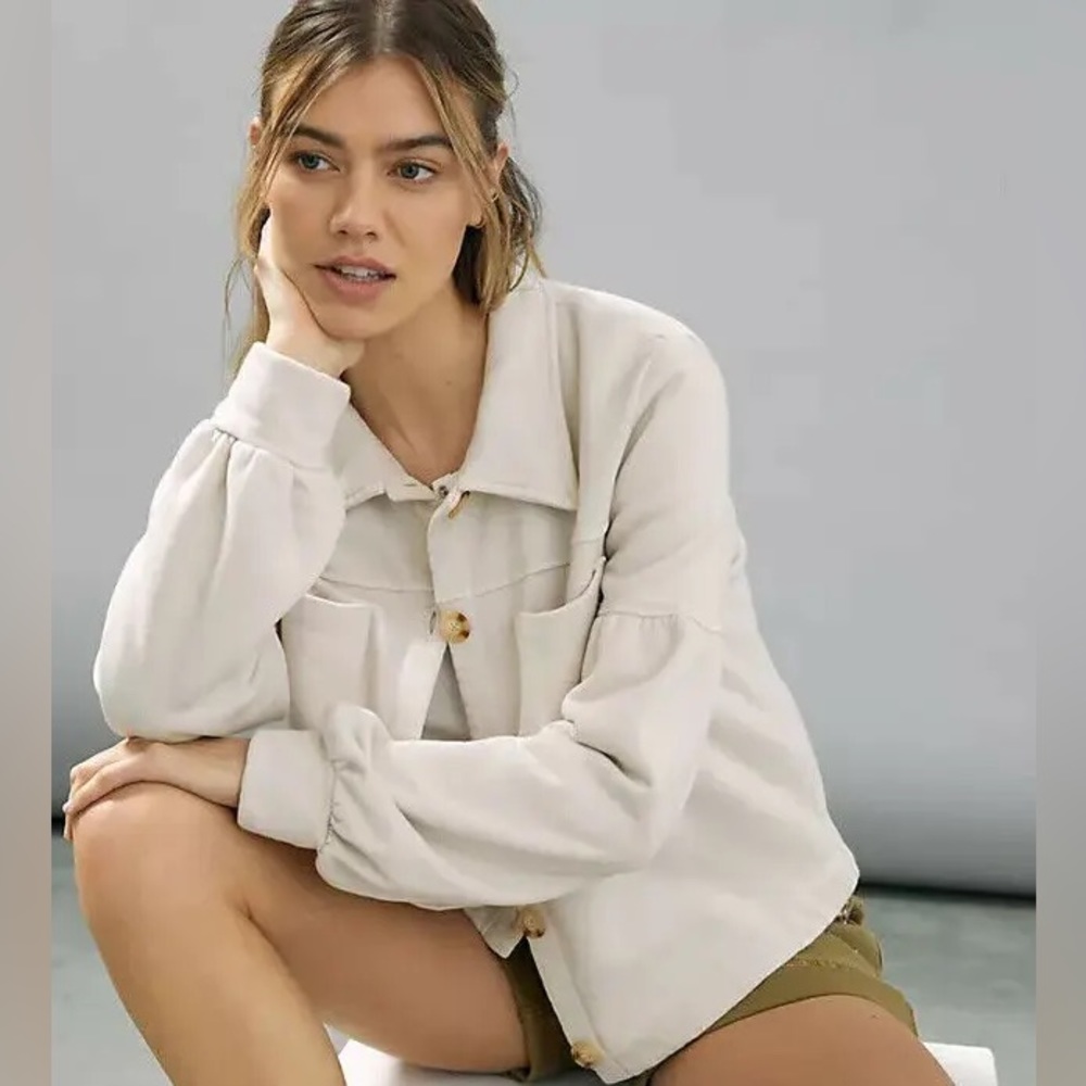 ANTHROPOLOGIE🌿 Melora Puff-Sleeved Shirt Jacket